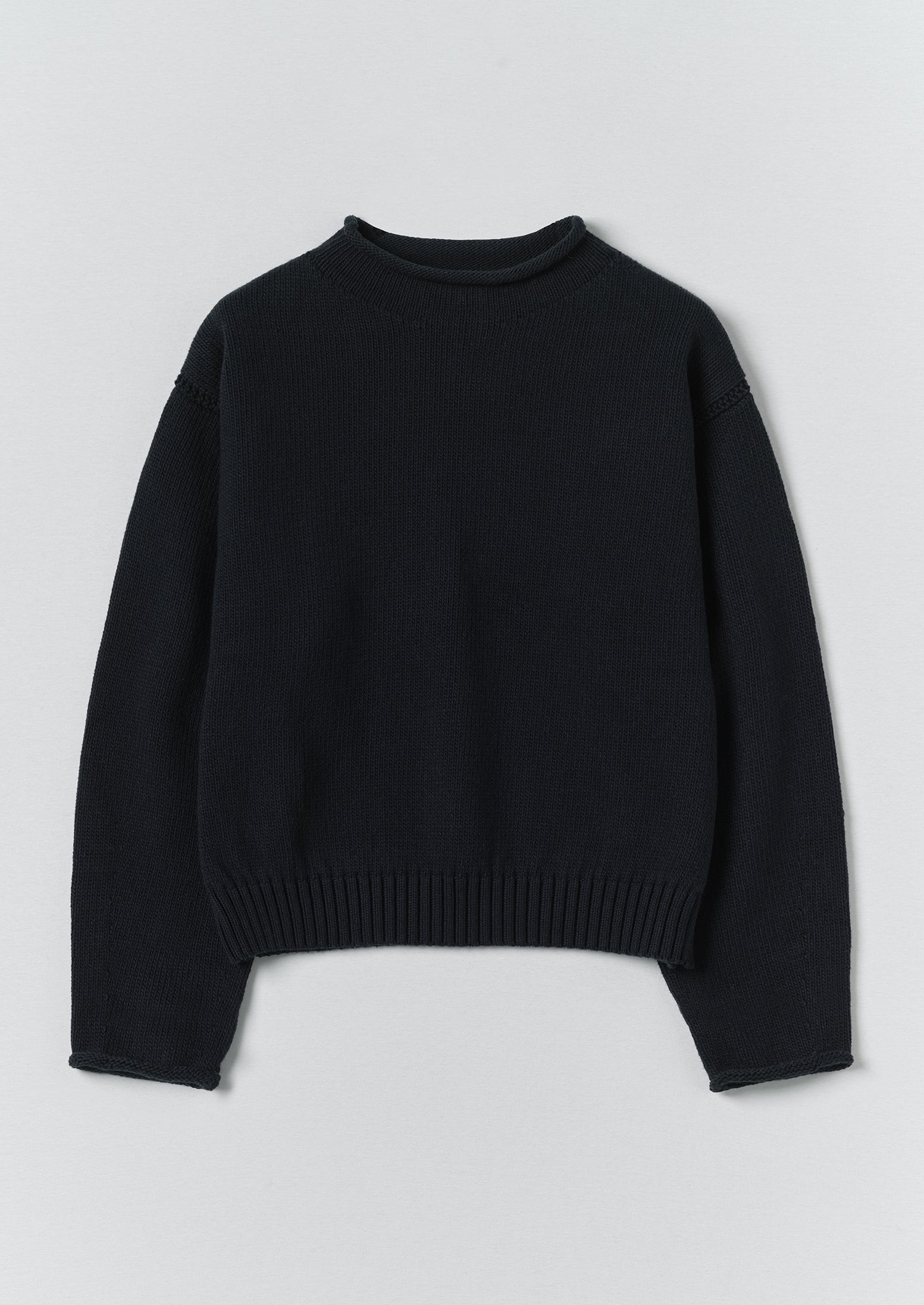 Cotton High Neck Sweater | Dark Navy | TOAST