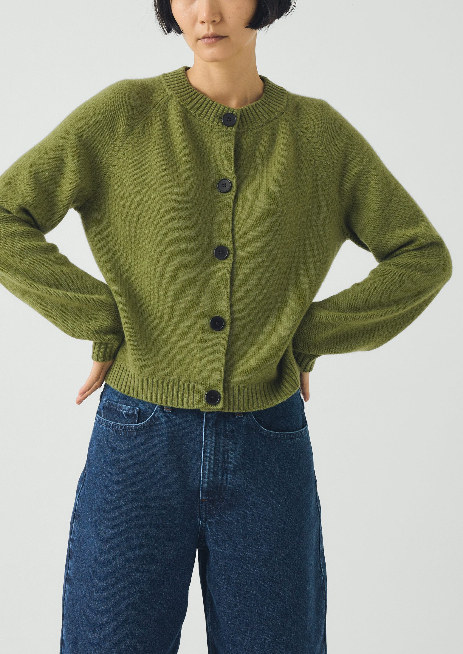 Eden Wool Cashmere Raglan Cardigan | Soft Green | TOAST