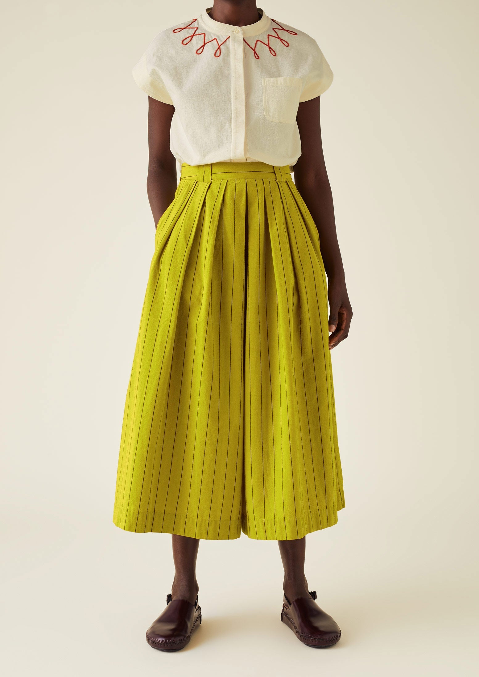Slub Stripe Cotton Culottes | Pomelo