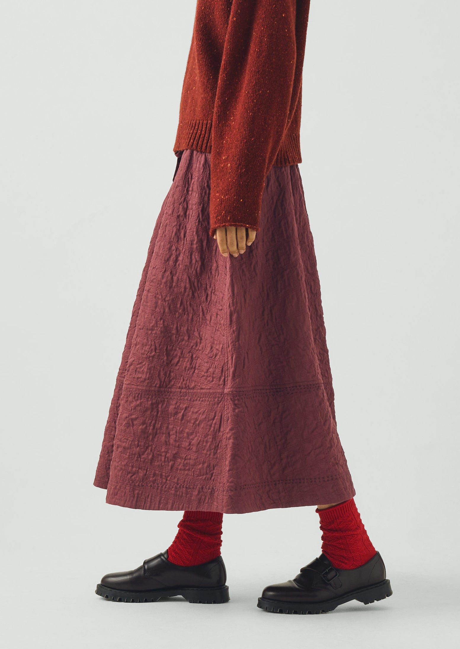 Patched Quilting Cotton Satin Skirt | Sumac