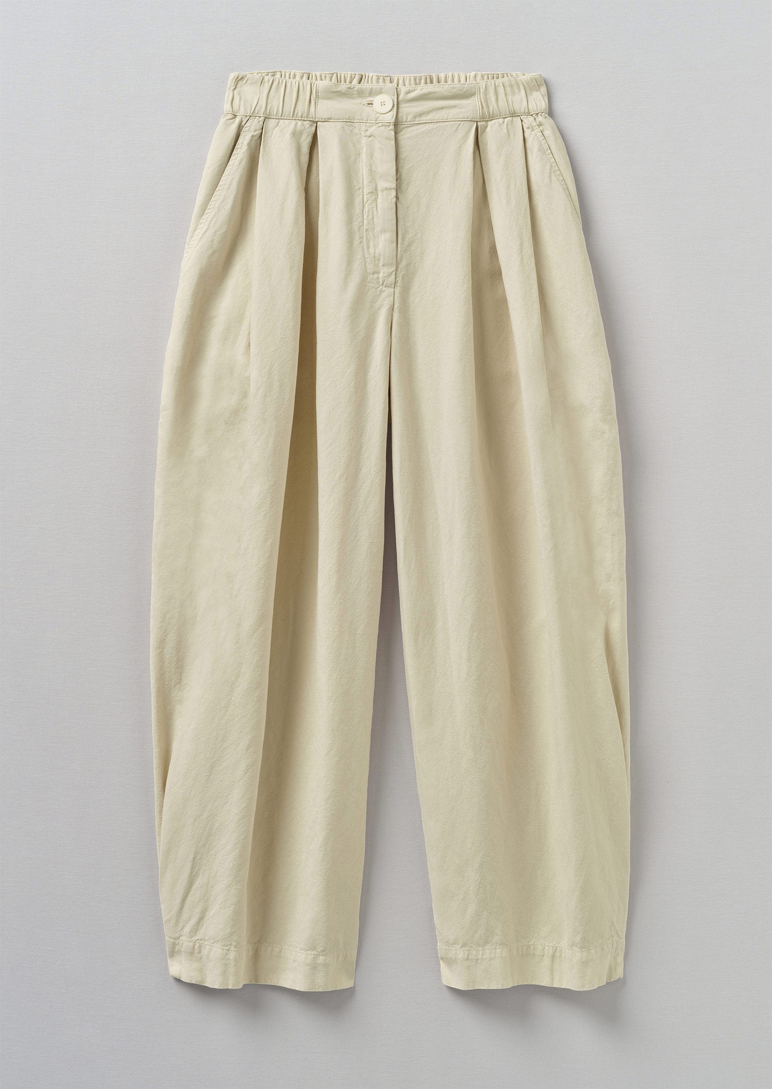 Cotton Linen Canvas Wide Leg Trousers