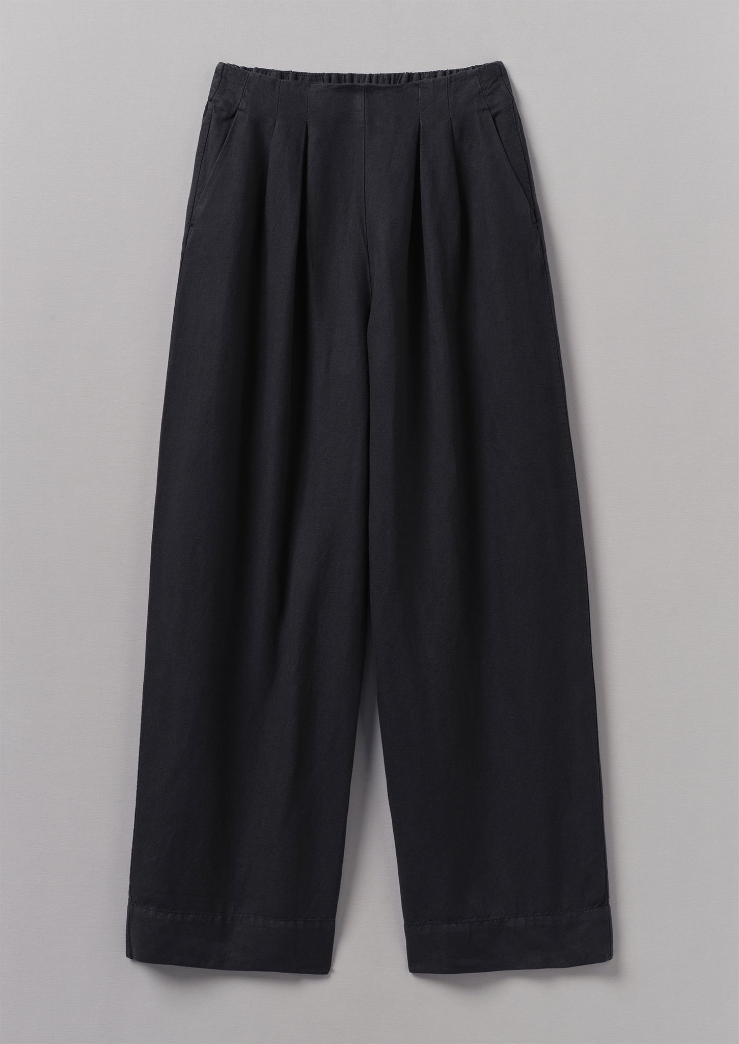 Cotton Linen Wide Leg Trousers | Slate Navy