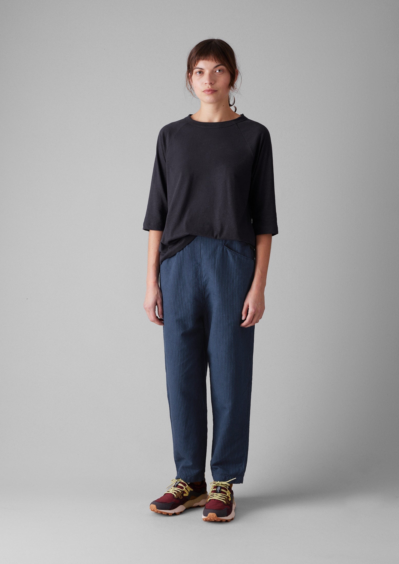 Alix Stripe Cotton Linen Trousers | Engineer Blue | TOAST