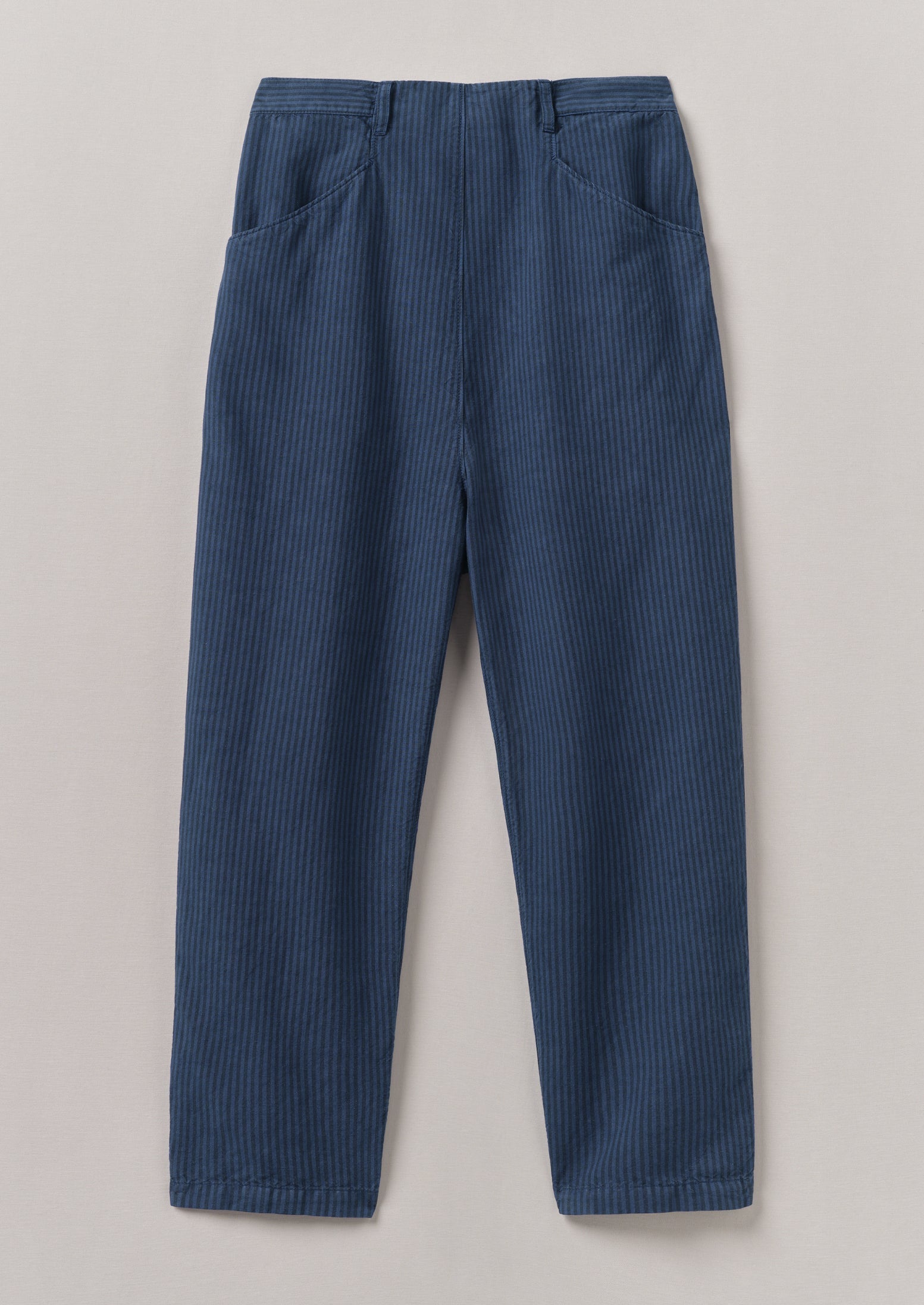 Alix Stripe Cotton Linen Trousers | Engineer Blue | TOAST