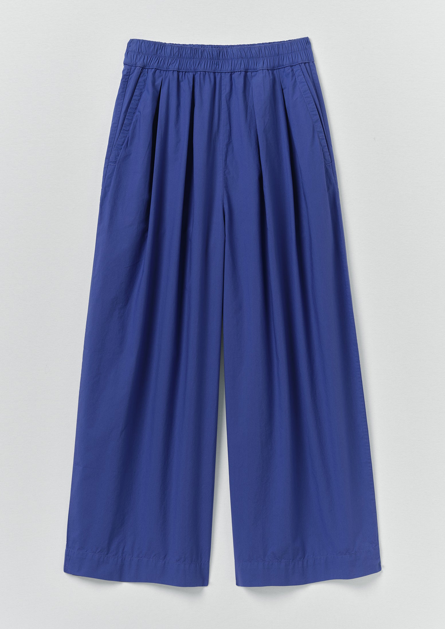 Pleated Pull On Cotton Poplin Trousers | Carmine Blue | TOAST