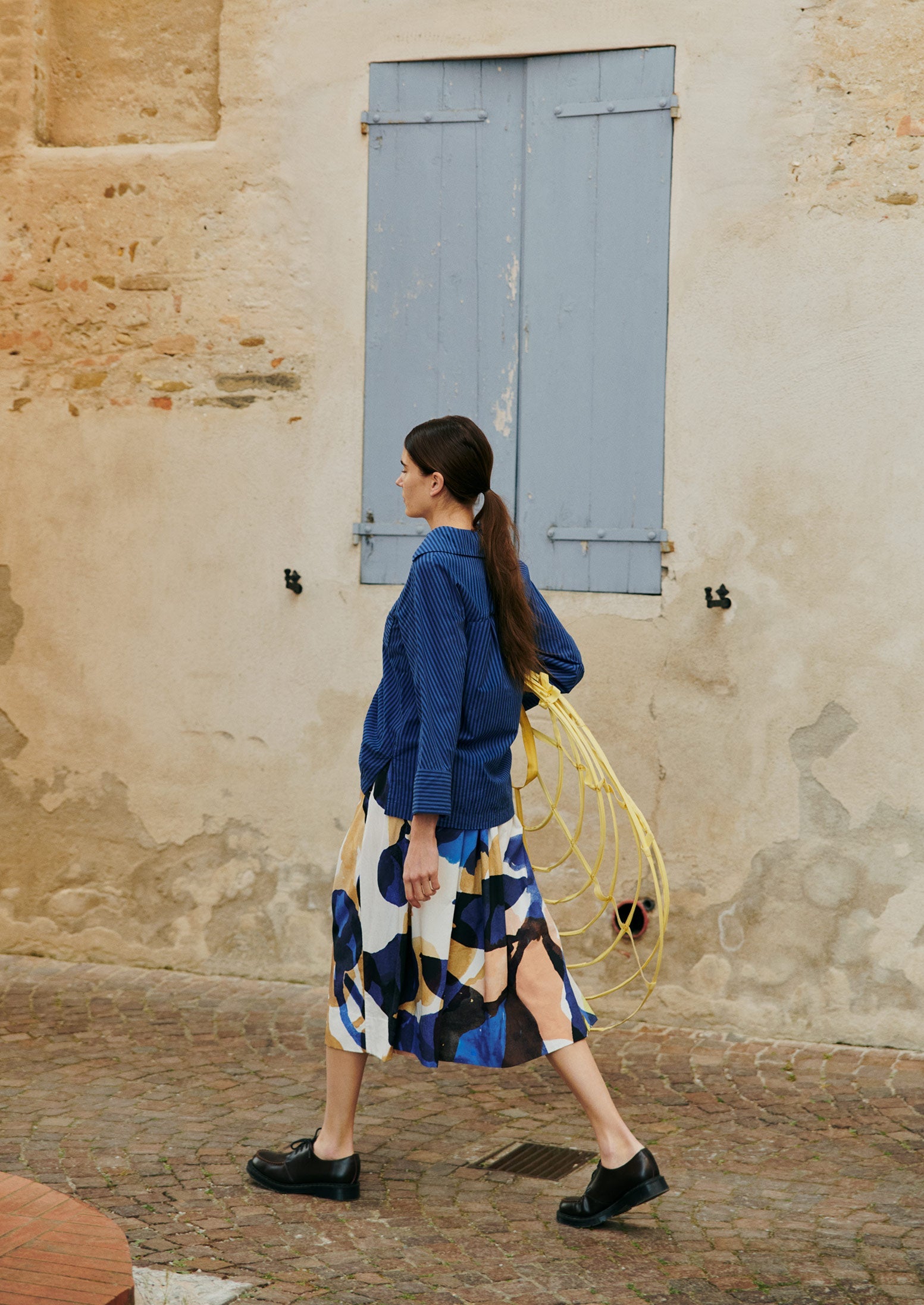 Fayre Stripe Organic Poplin Smock | Celtic Blue