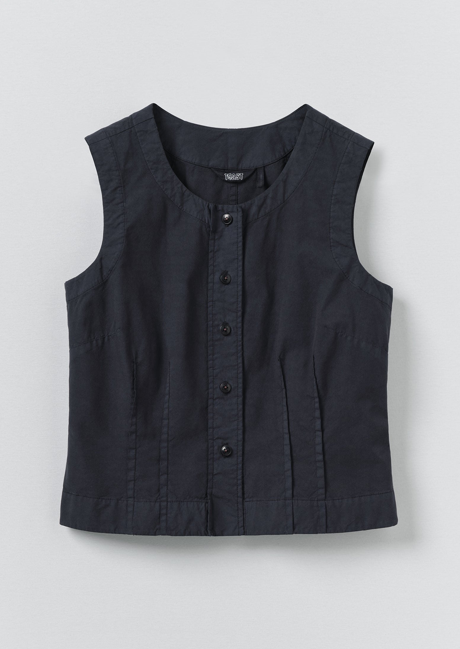 Cotton Linen Poplin Sleeveless Top | Raven Blue | TOAST