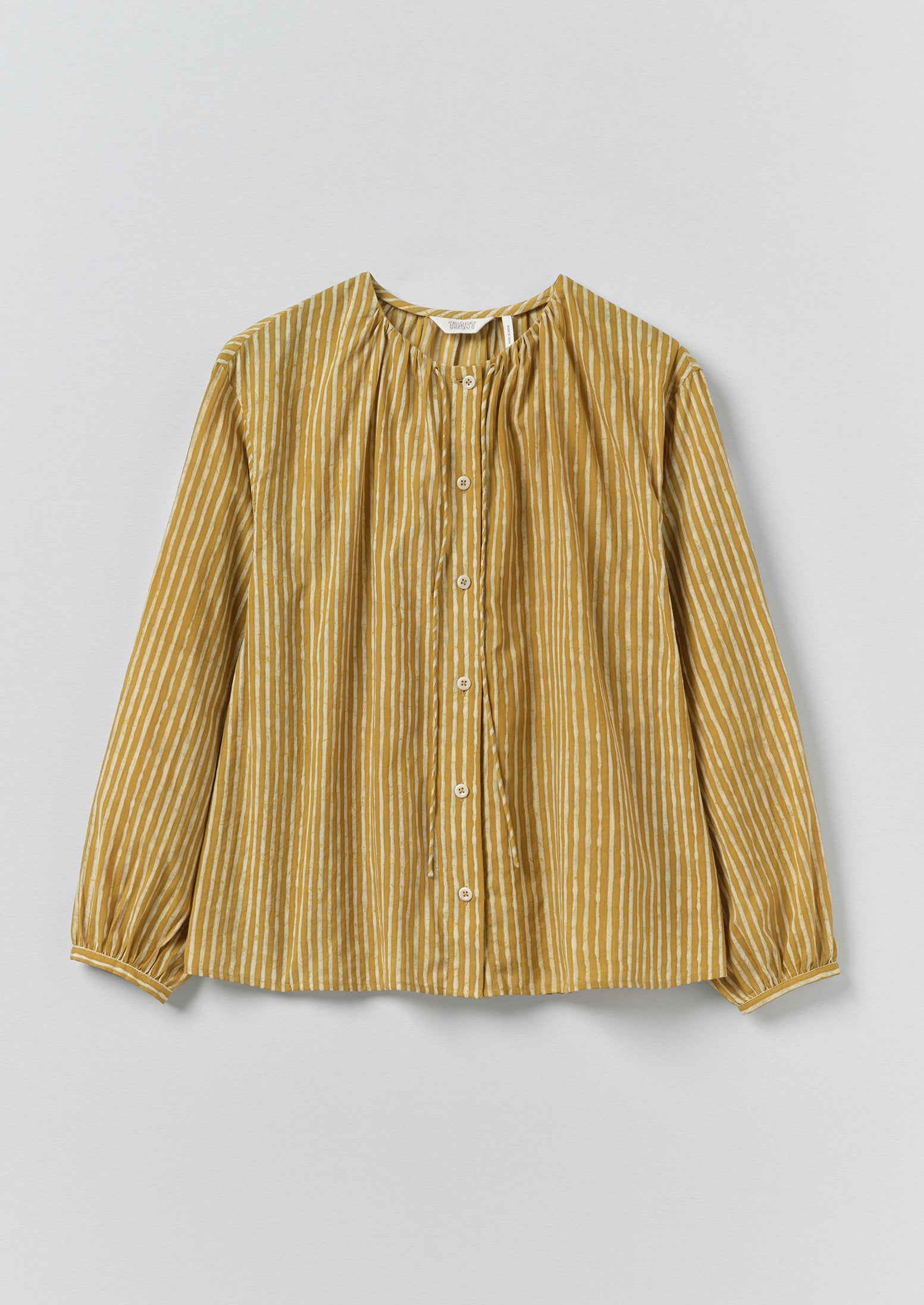 Natural Dye Stripe Cotton Gathered Top | Tumeric | TOAST