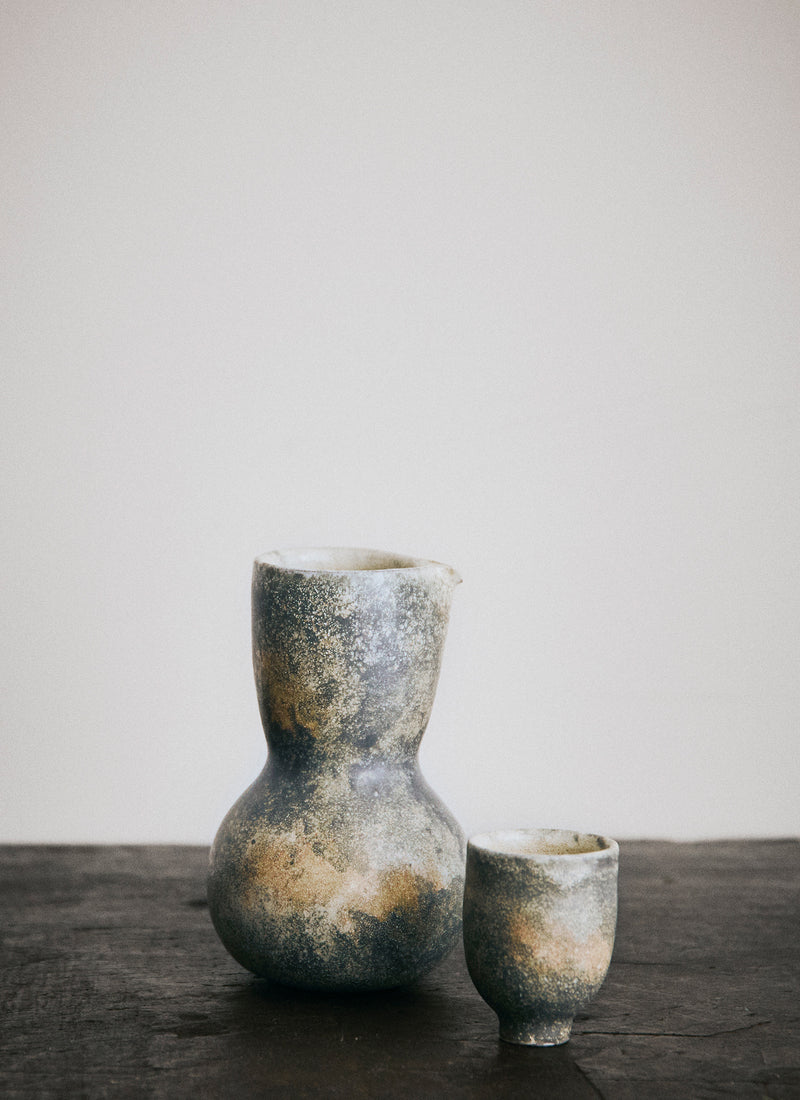 Linnan Ye Hand Thrown Sake Set | Stone Green