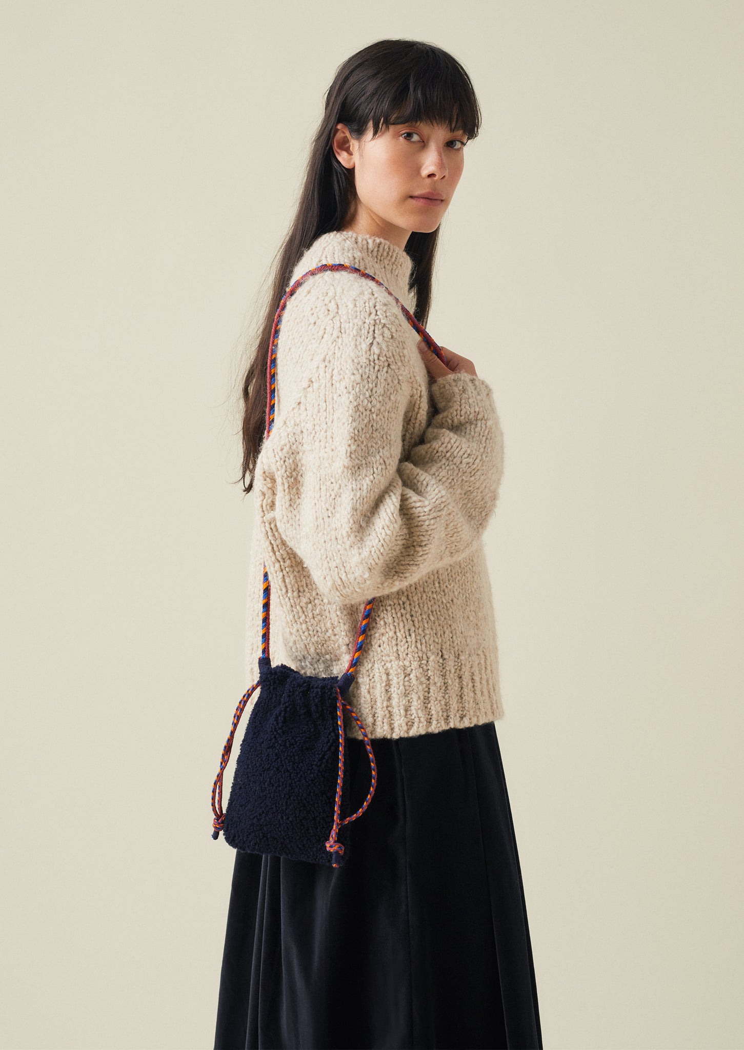 Guanabana Shearling Pocket Bag Ink TOAST