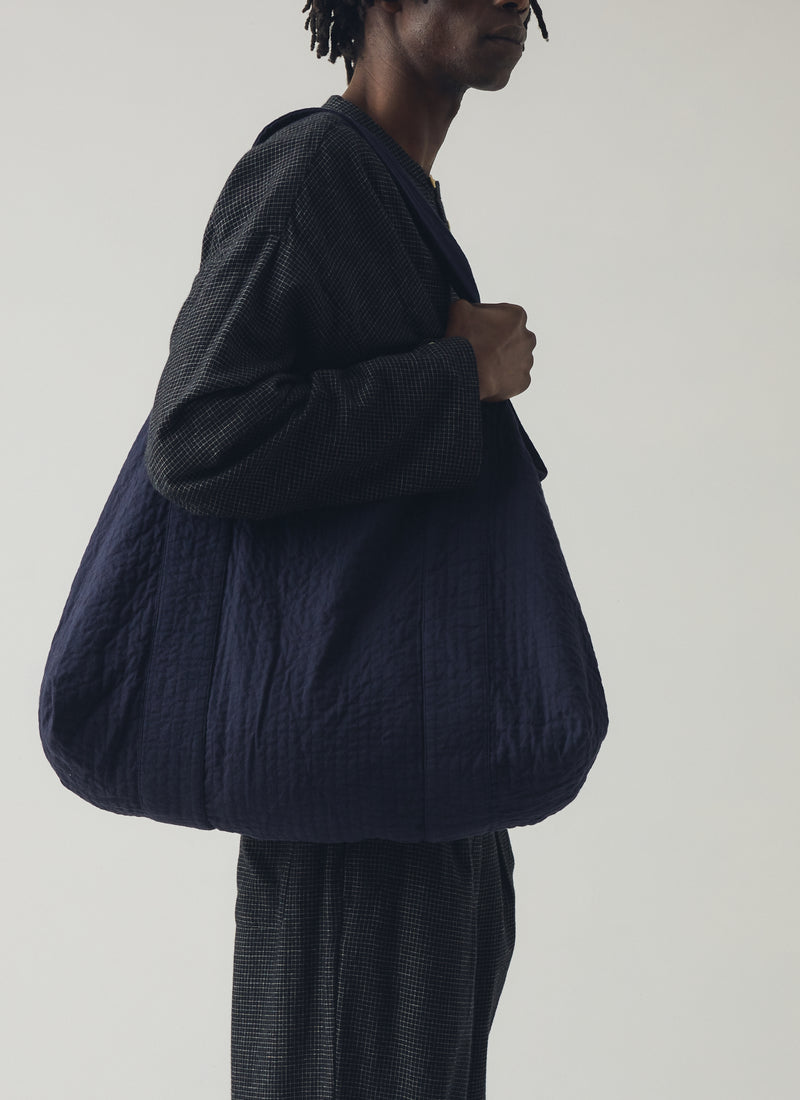 Quilted Cotton Lounge Bag | Indigo Blue