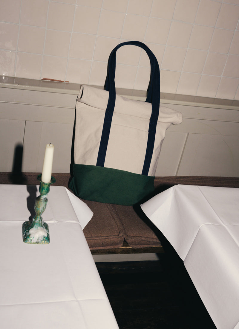Cotton Canvas Roll Top Bag | Sea Green