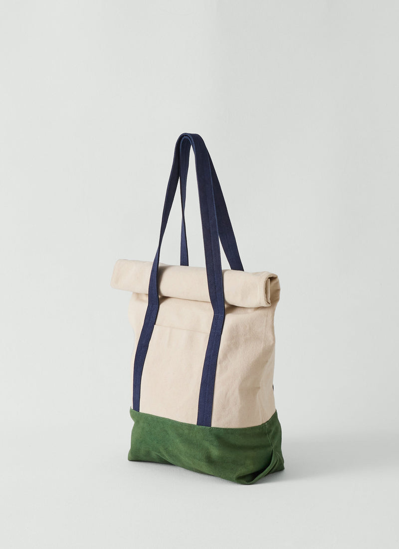 Cotton Canvas Roll Top Bag | Sea Green