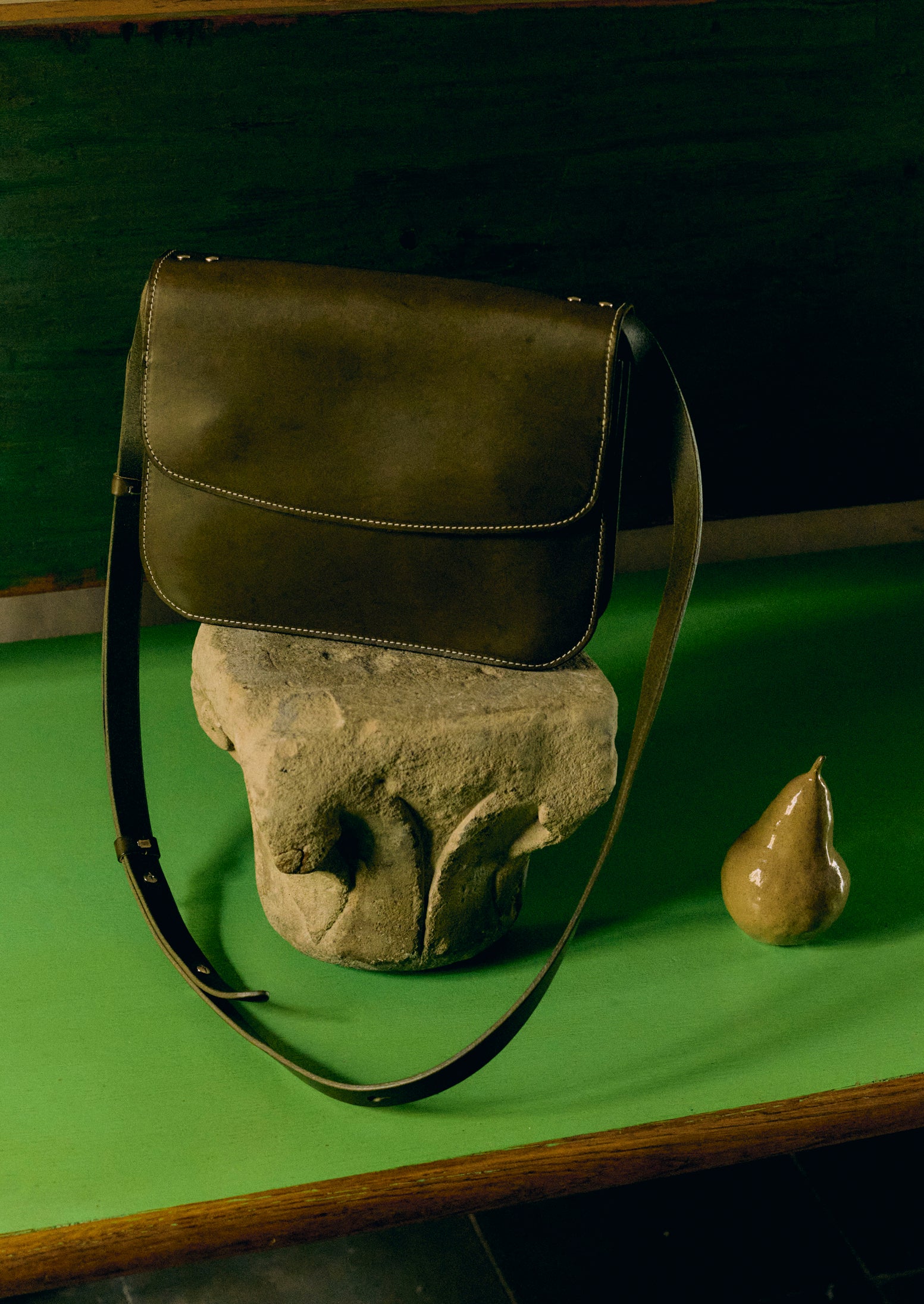Laperruque Leather Cross Body Bag | Olive | TOAST