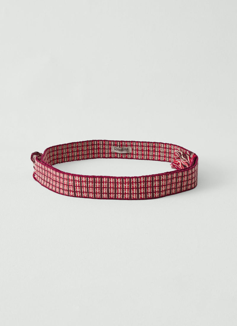 Guanabana Hand Woven Belt | Raspberry/Ecru