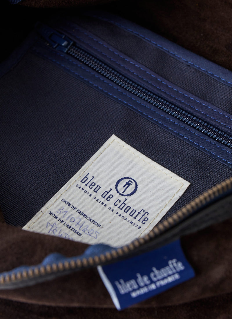 Bleu De Chauffe Large Suede Cross Body Bag | Dark Brown