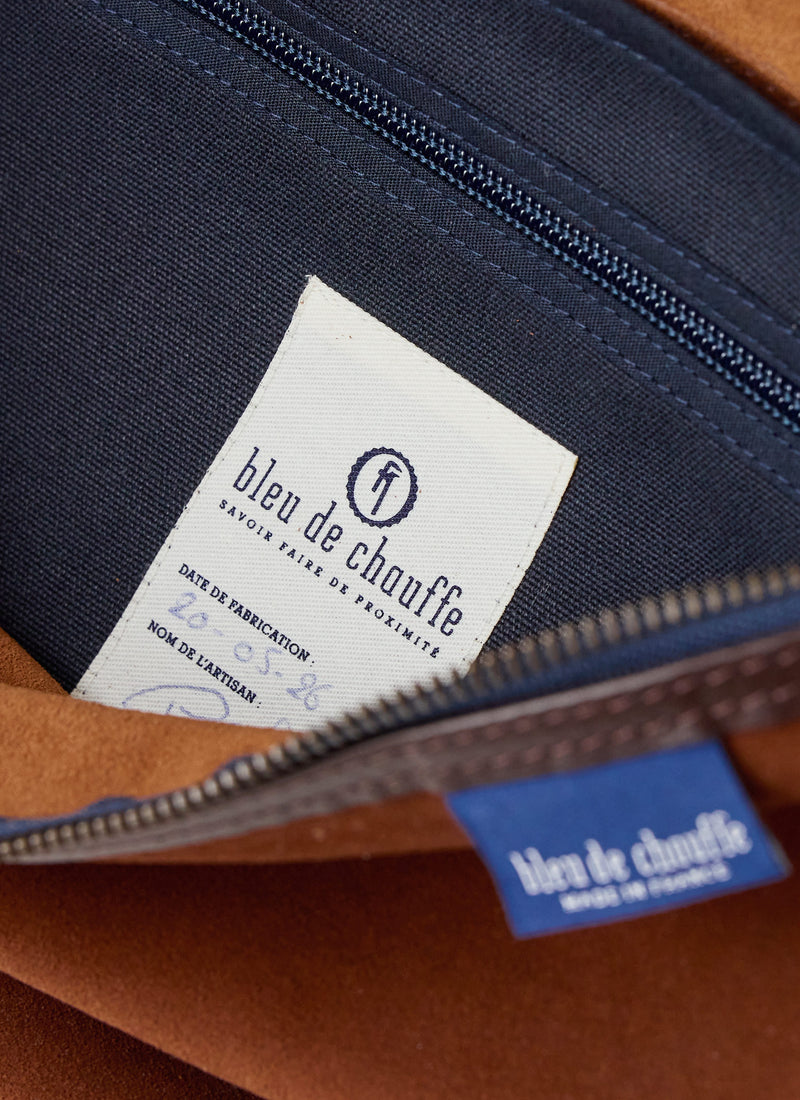 Bleu De Chauffe Large Suede Cross Body Bag | Tawny Brown