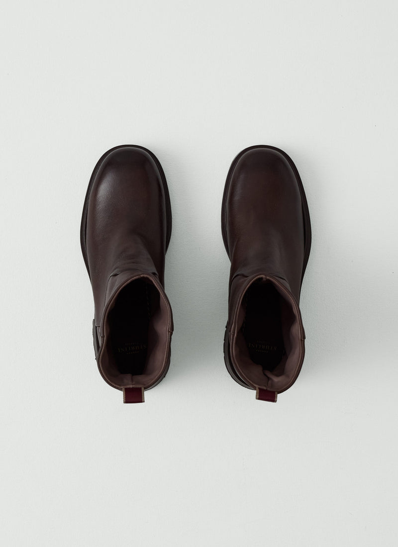 Sturlini Mid Leather Pull On Boots | Dark Brown
