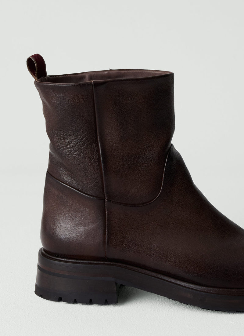 Sturlini Mid Leather Pull On Boots | Dark Brown