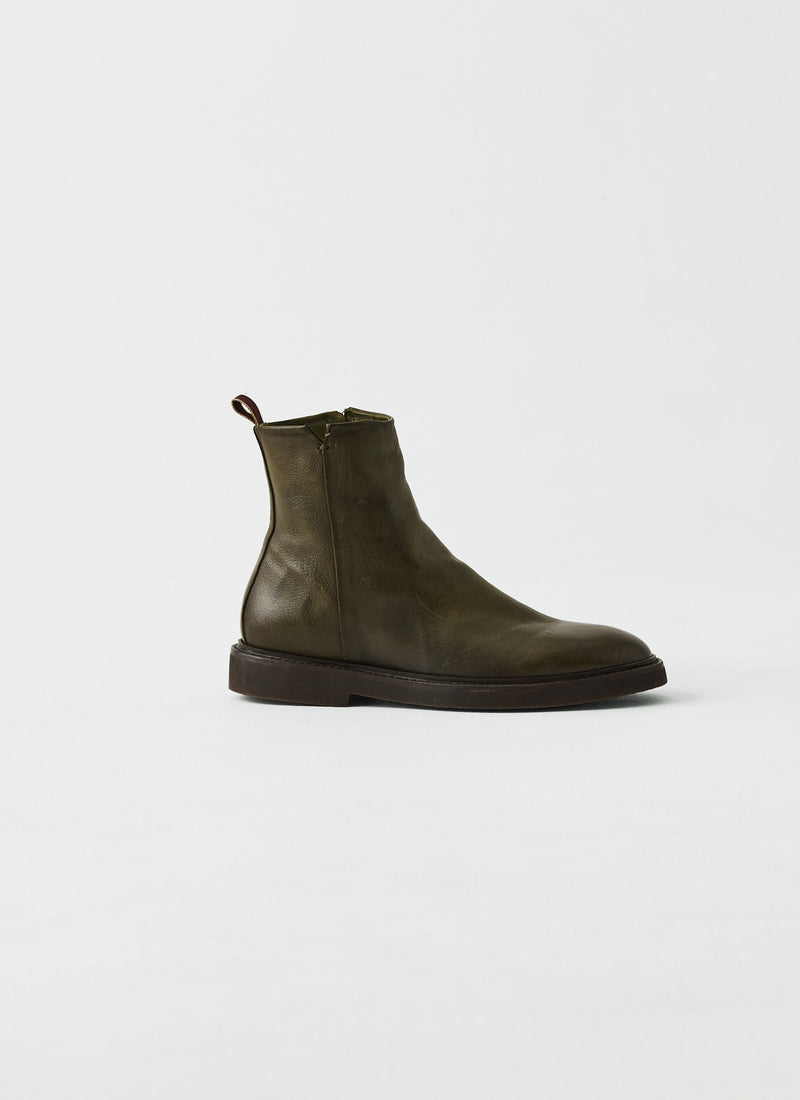 Sturlini Leather Zip Up Boots | Olive