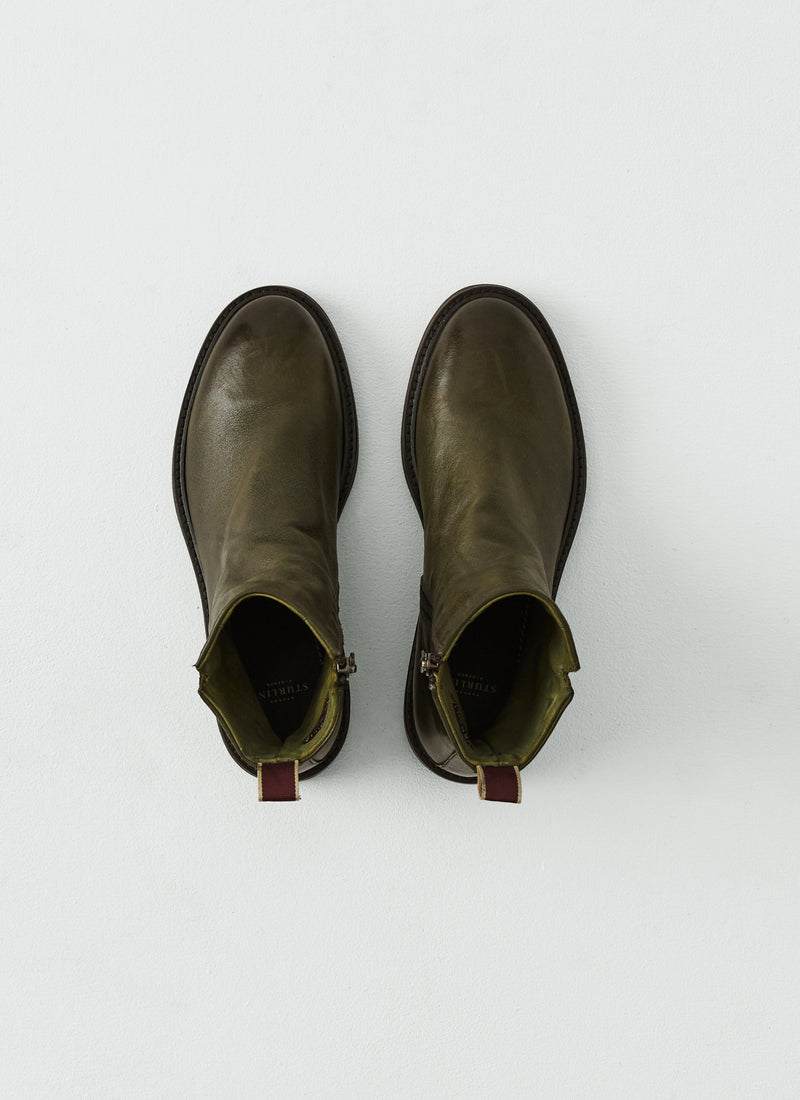 Sturlini Leather Zip Up Boots | Olive