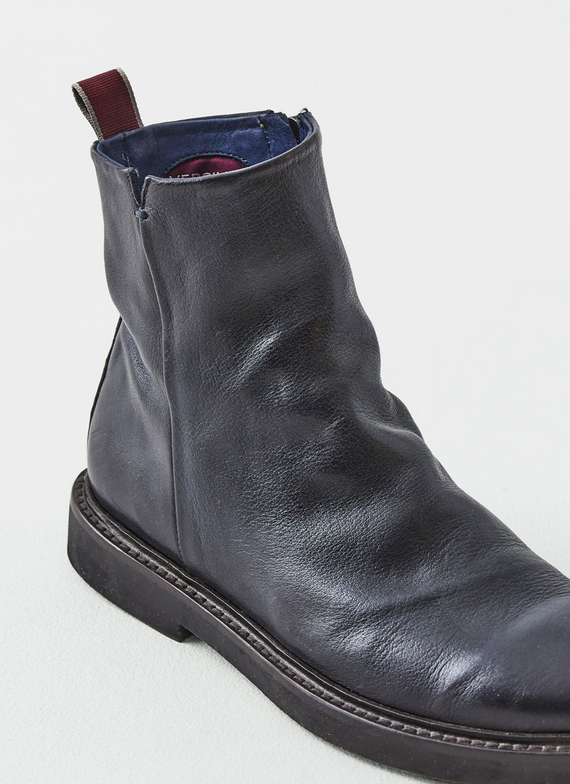 Sturlini Leather Zip Up Boots | Navy