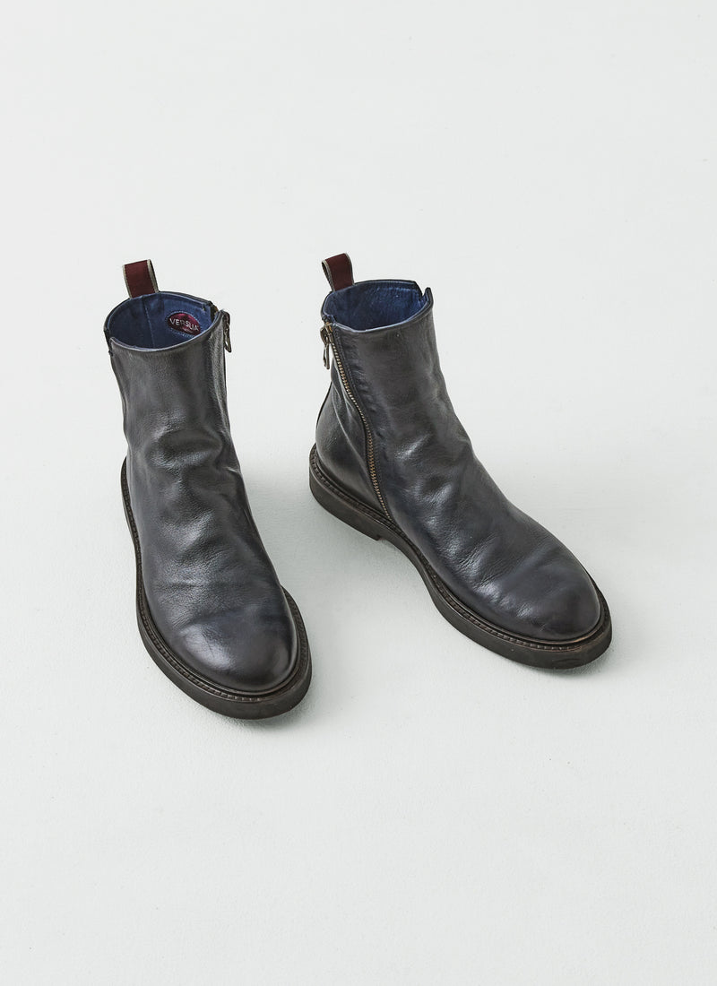 Sturlini Leather Zip Up Boots | Navy