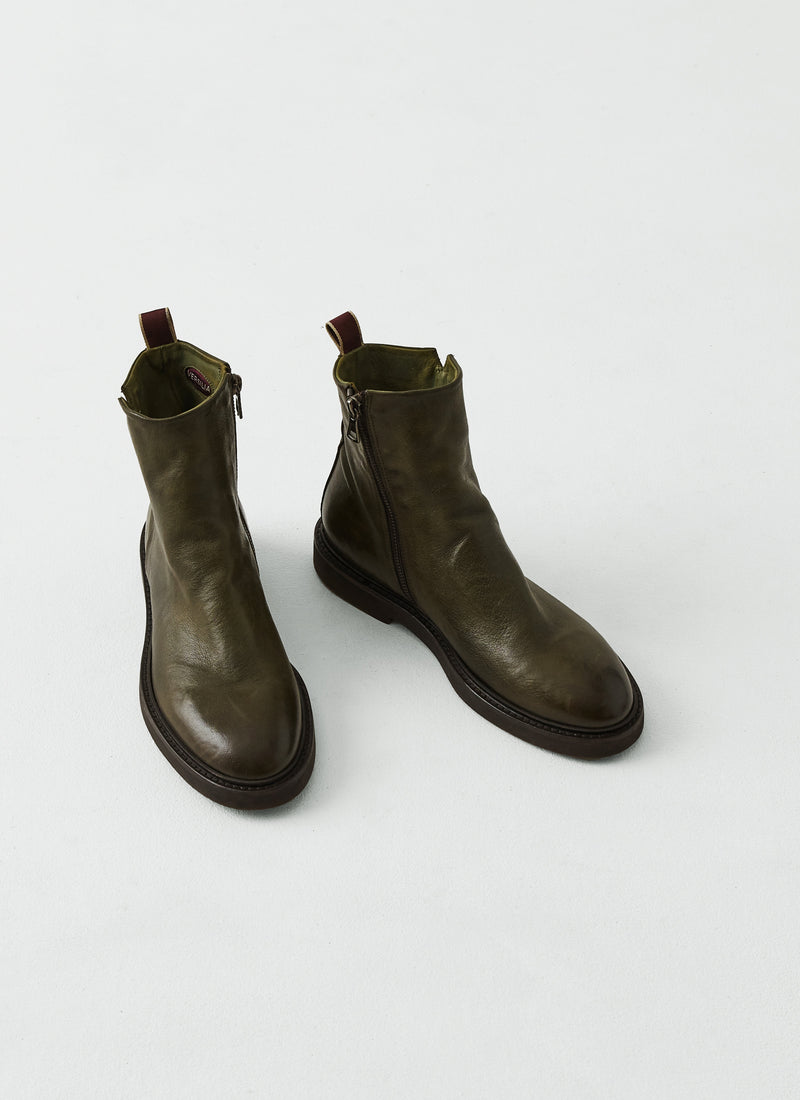 Sturlini Leather Zip Up Boots | Olive