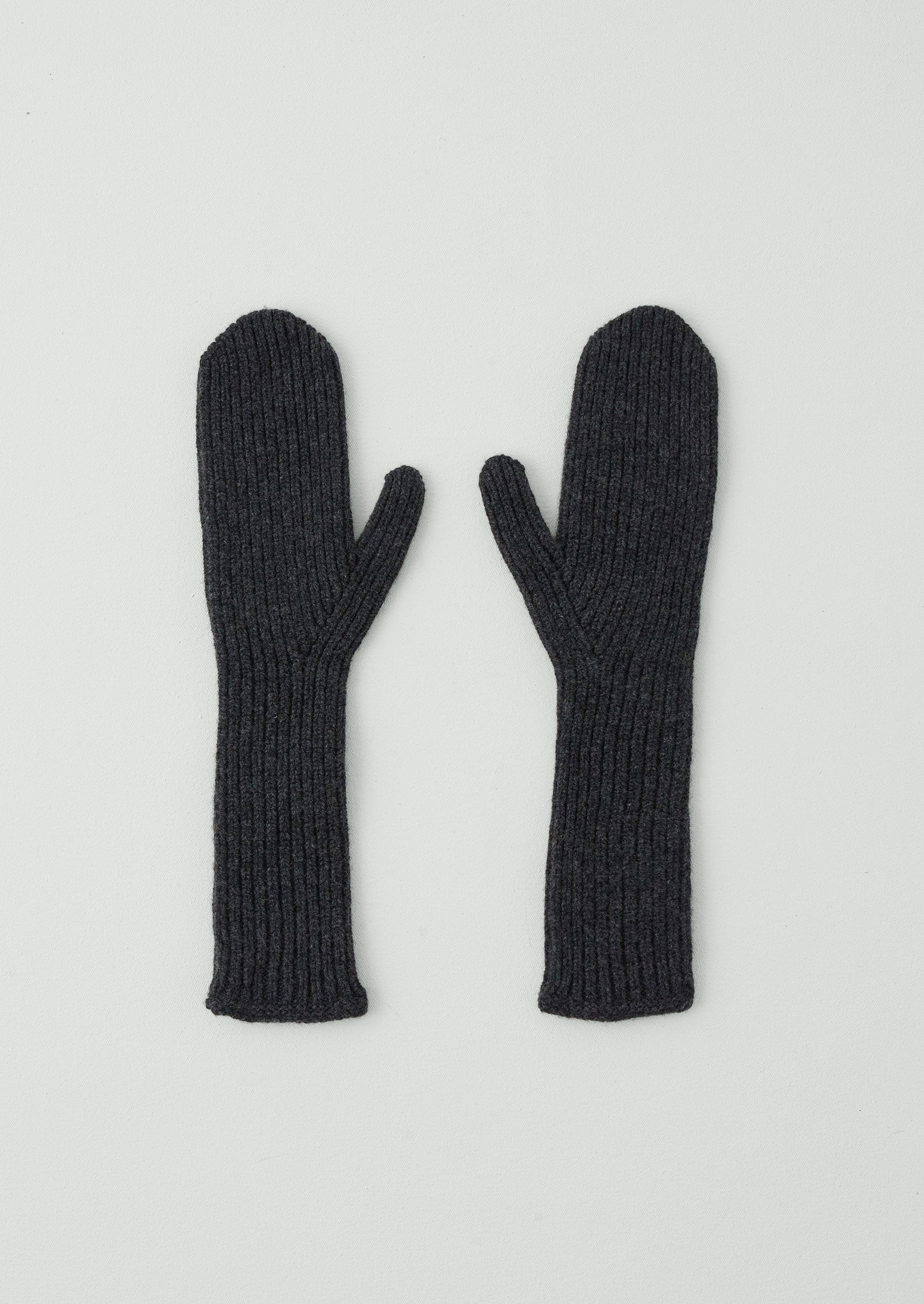 Long Wool Cashmere Mittens | Charcoal