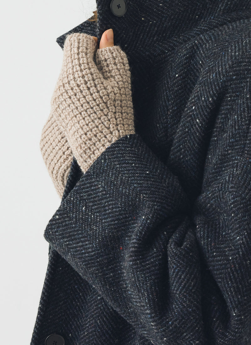 Waffle Stitch Fingerless Gloves | Biscuit