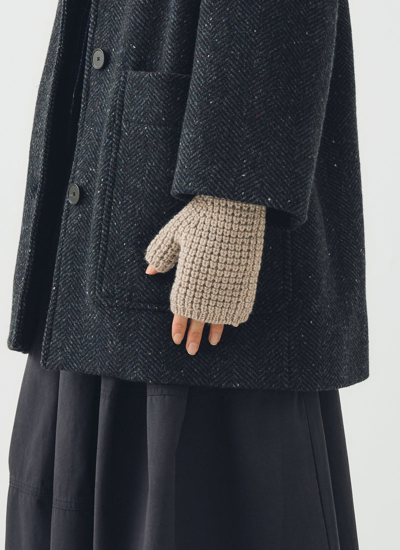 Waffle Stitch Fingerless Gloves | Biscuit