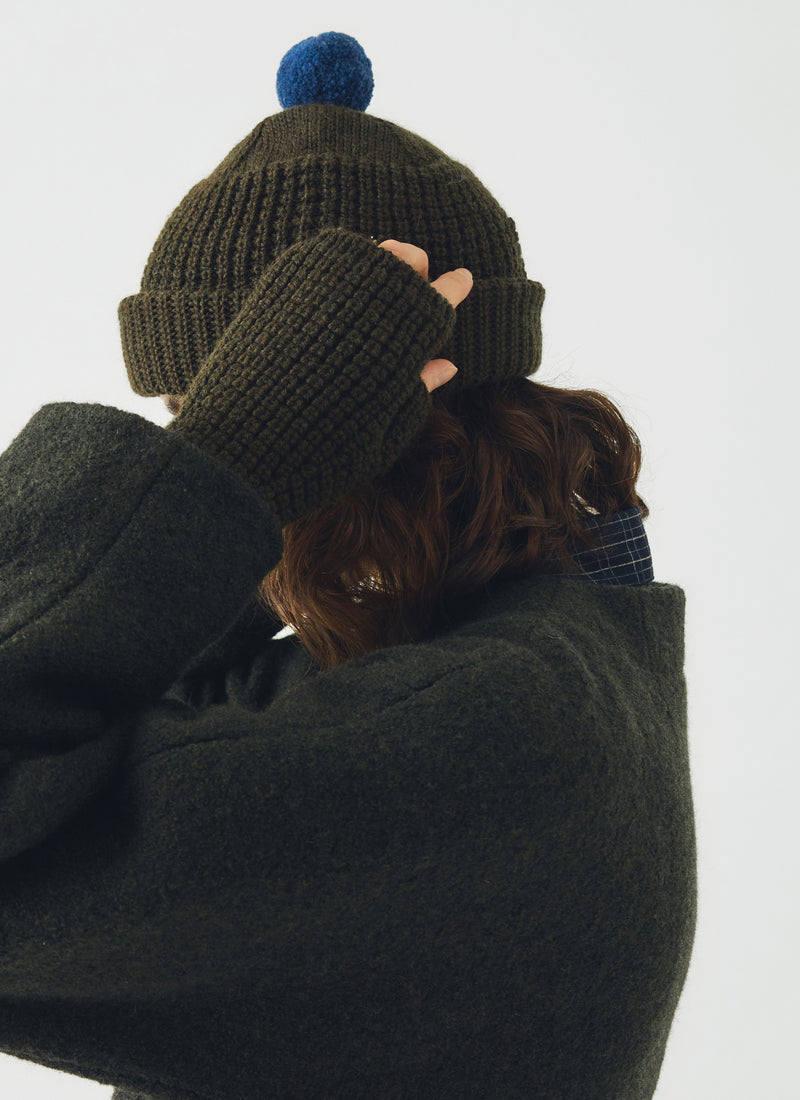 Waffle Stitch Fingerless Gloves | Dark Olive