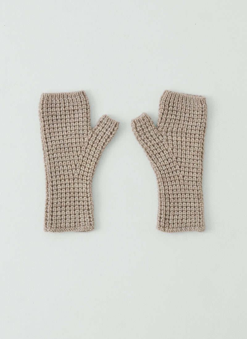 Waffle Stitch Fingerless Gloves | Biscuit