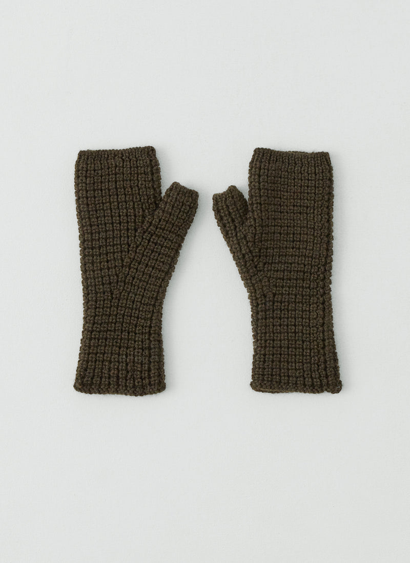 Waffle Stitch Fingerless Gloves | Dark Olive