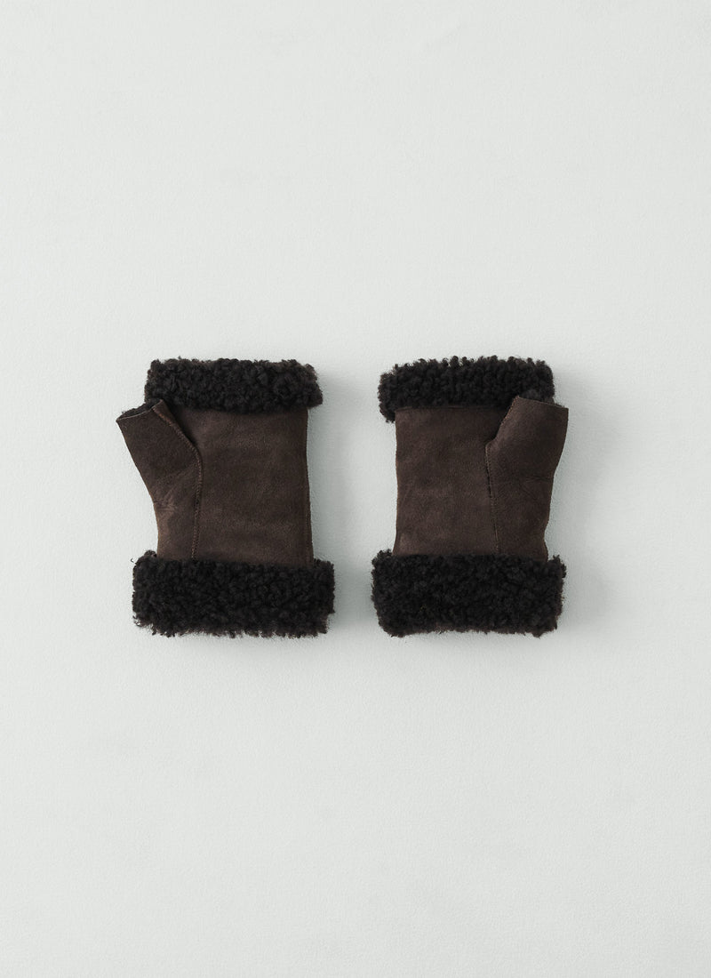 Owen Barry Sheepskin Mittens | Dark Brown