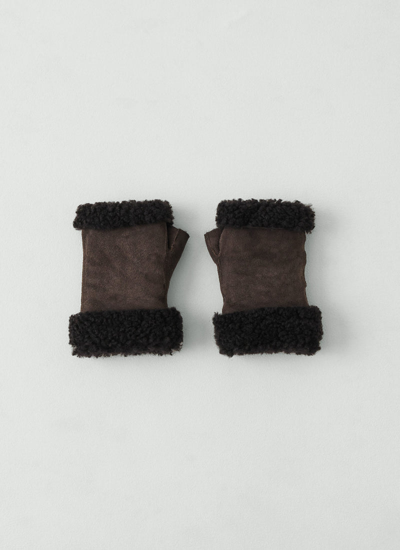 Owen Barry Sheepskin Mittens | Dark Brown