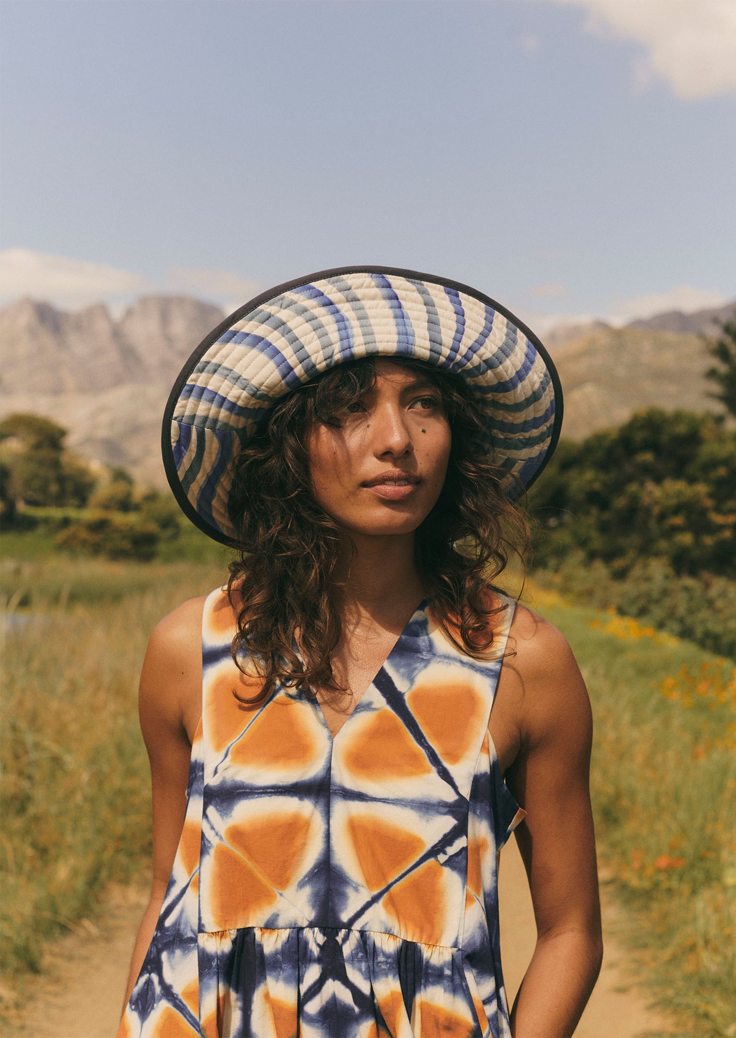 Romualda Hand Painted Grande Reversible Hat | Slate/Blue