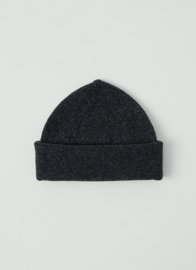 Washed Lambswool Beanie | Charcoal