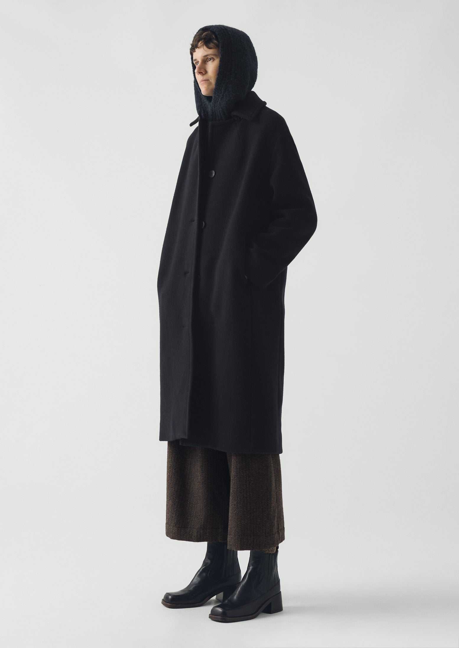 Wool Alpaca Boucle Hood | Navy | TOAST