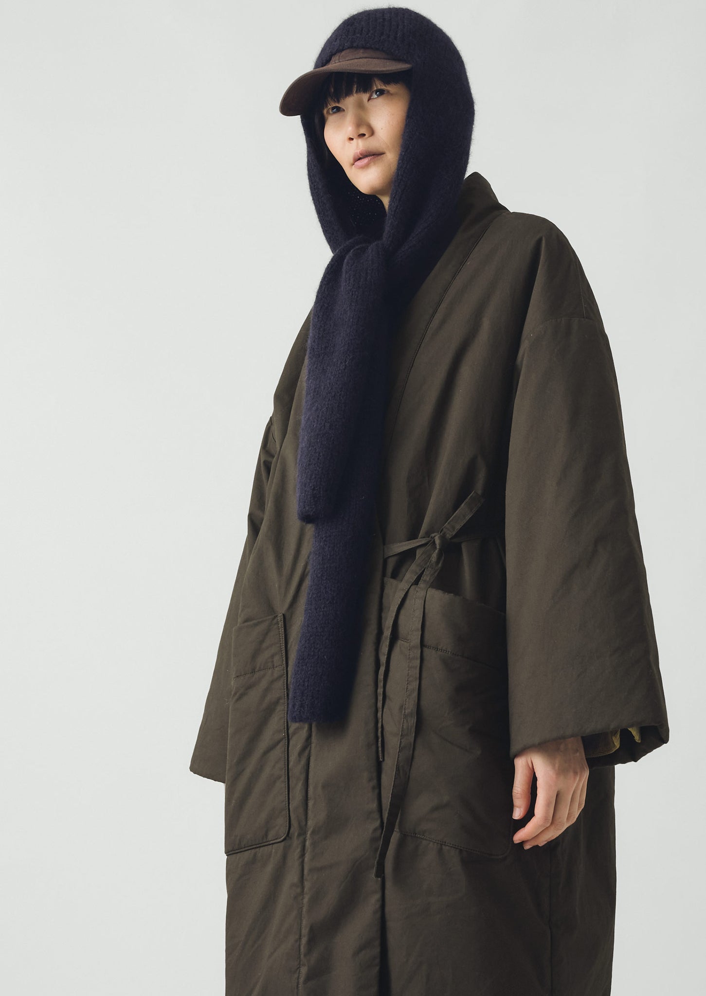 Lofty Alpaca Hooded Scarf | Dark Navy | TOAST