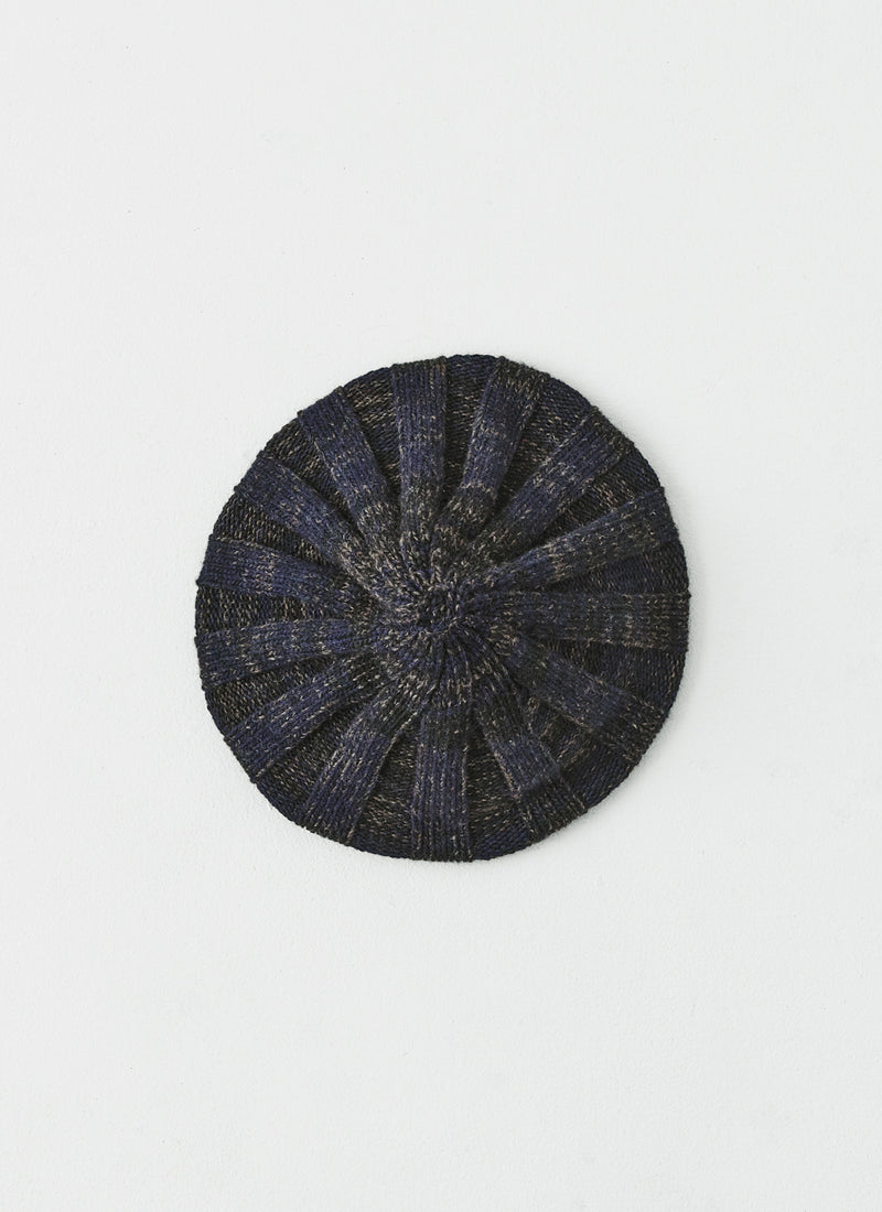 Marled Wool Rib Beret | Navy Marl