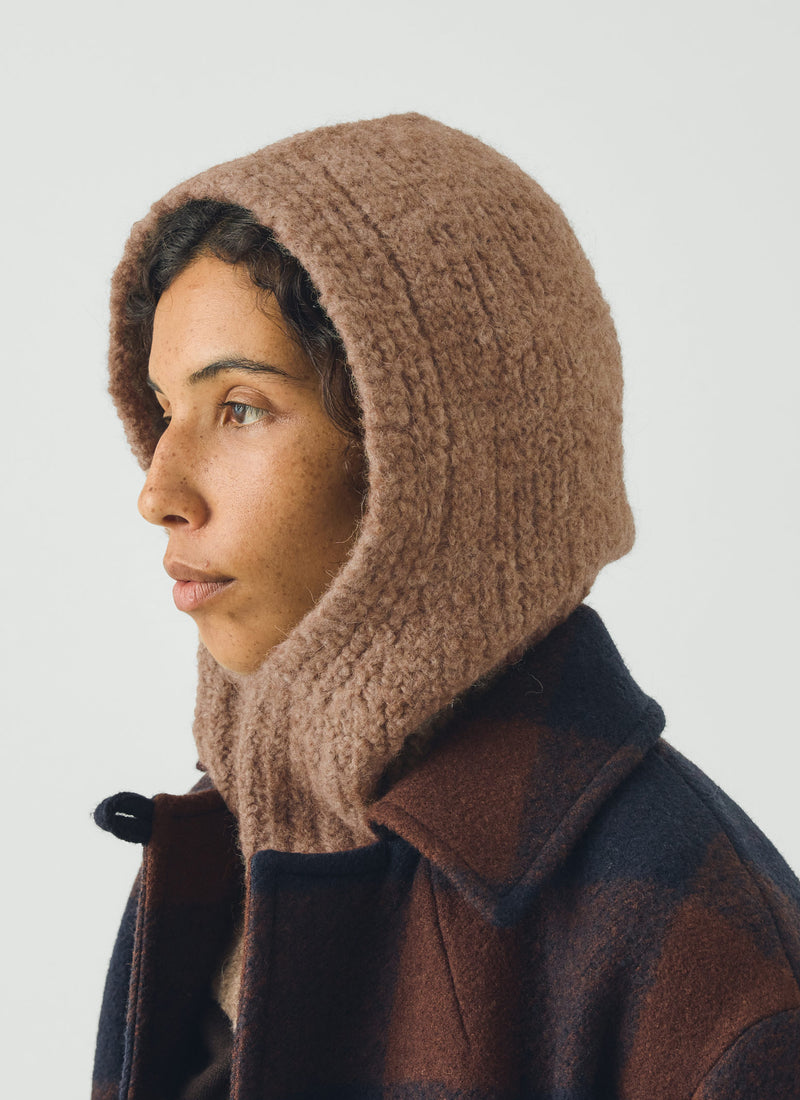 Wool Alpaca Boucle Hood | Biscuit