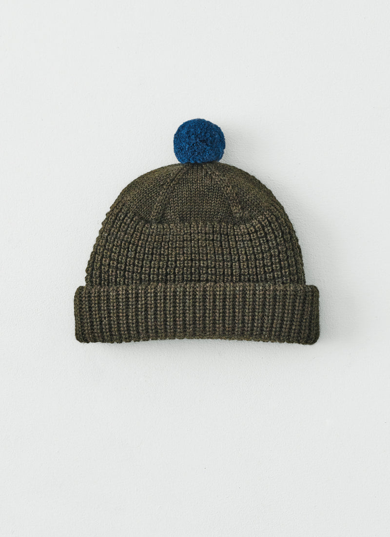 Waffle Stitch Wool Beanie | Dark Olive