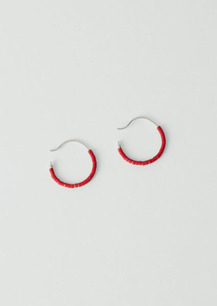 Miyuki Glass Small Hoop Earrings Tomato