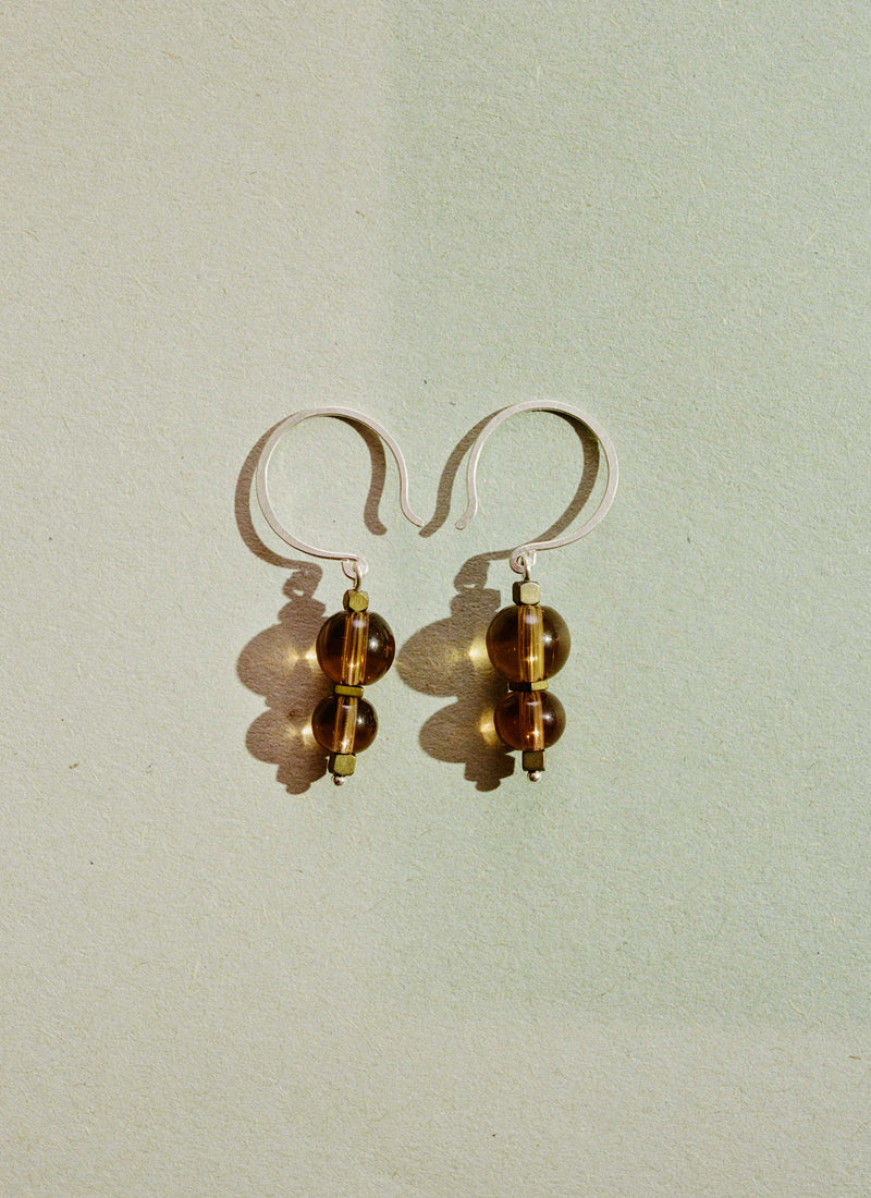 Emma Craig Bead Drop Earrings | Golden Brown