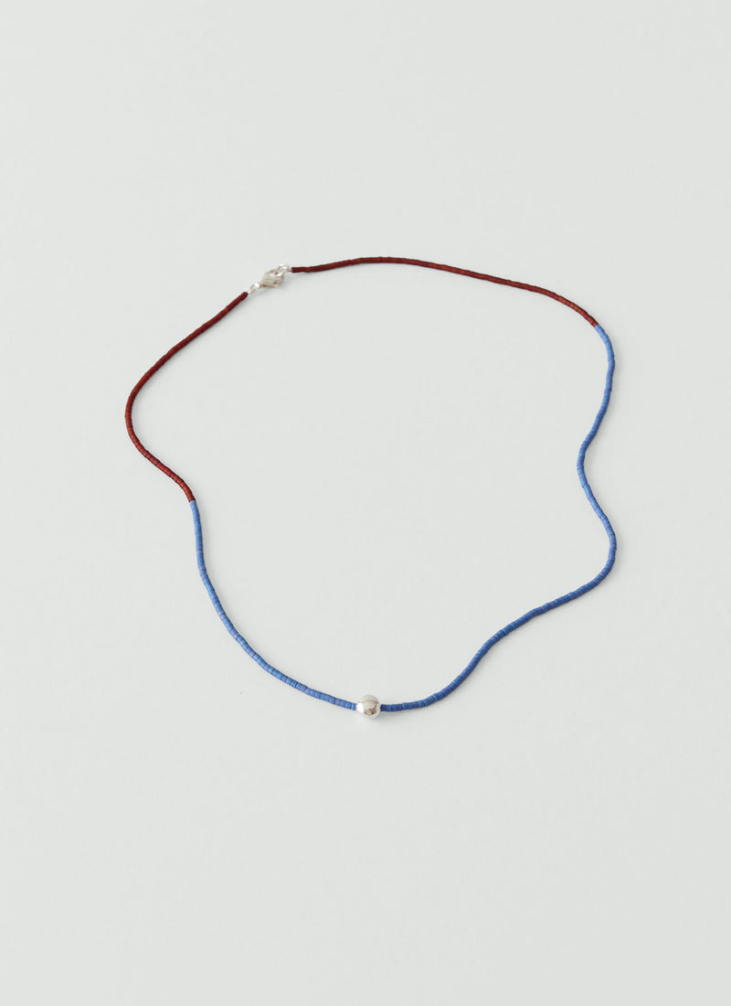 Helena Rohner River Silver Bead Miyuki Necklace | Blue/Brown