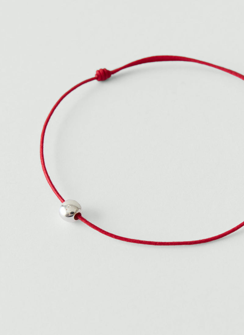 Helena Rohner Large Silver Bead String Bracelet | Tomato/Silver
