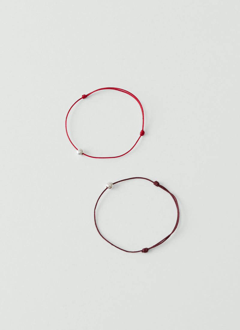 Helena Rohner Large Silver Bead String Bracelet | Tomato/Silver