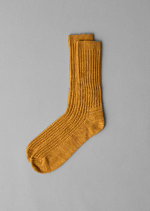 Textured Cotton Socks | Mustard