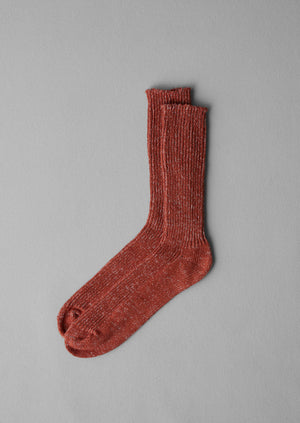 Nishiguchi Kutsushita Marled Hemp Cotton Socks | Brick
